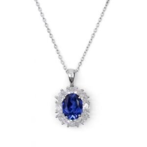MYTHKEY Oval Blue Sapphire Diamond Necklace
