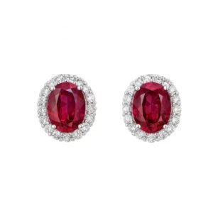 MYTHKEY Oval Ruby Halo Earrings