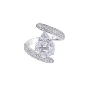 MYTHKEY Pear-Cut Cluster Spiral Ring