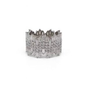 MYTHKEY Baguette & Round Multi-Row Crystal Ring