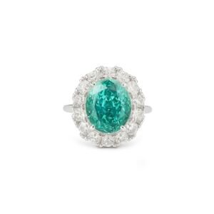 MYTHKEY 4.8 Carat Oval Teal Crystal Halo Ring