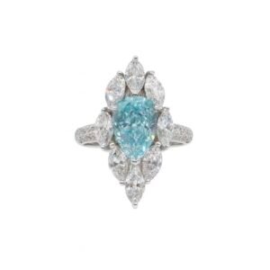 MYTHKEY 4 Carat Pear-Cut Blue Crystal Diamond Ring