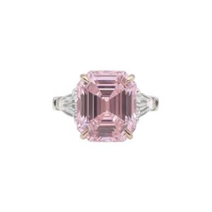 MYTHKEY 8.5 Carat Emerald-Cut Pink Crystal Diamond Ring