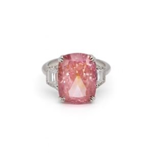 MYTHKEY 7.5 Carat Cushion-Cut Pink Crystal Diamond Ring