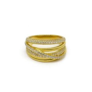 MYTHKEY Silver-Gilt Crossed Diamond Ring