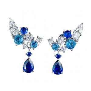 MYTHKEY Blue Diamond Cluster Pendant Earrings