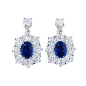 MYTHKEY Oval Sapphire Floral Halo Earrings